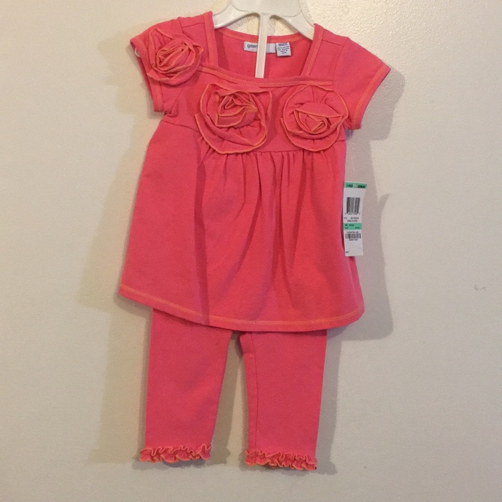 GreenDog 2-piece Toddler Girl outfit NEW Size 18 Months Coral all occasion Cute